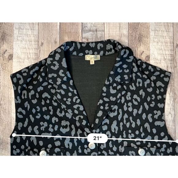 Lavish Black Grey Cropped Leopard Print Jacket Vest sz MEDIUM NWT - Picture 5 of 10